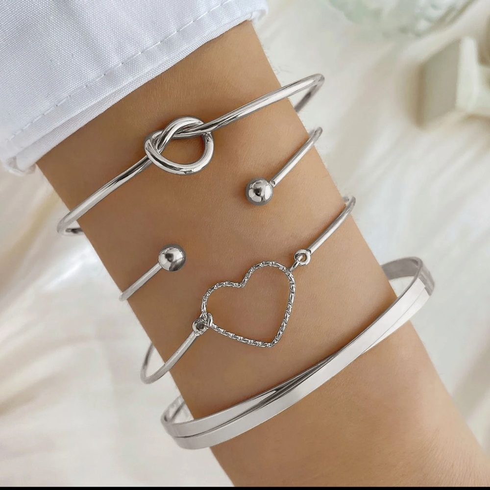 Trendy Four Piece Alloy Bracelet Set
